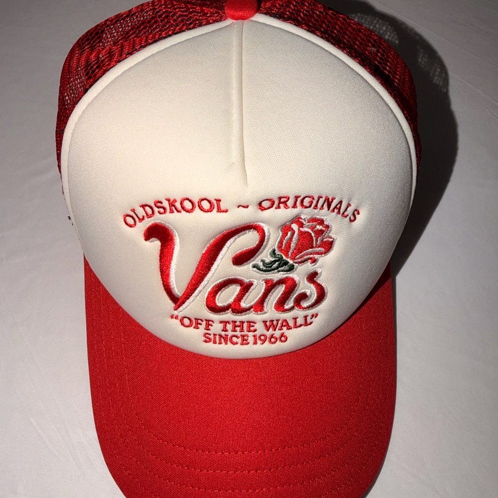 Vans Red and White Logo Cap